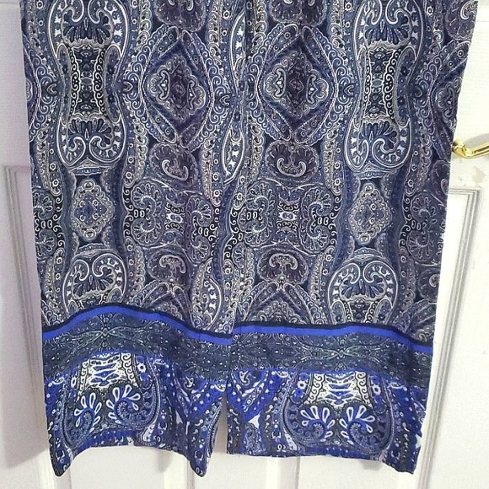 Cynthia Rowley Navy Boho Hippie Print Wide Leg Pull On Palazzo Pants L - Picture 3 of 10